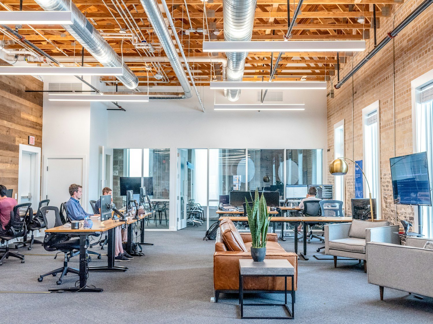 A bright, busy company office
